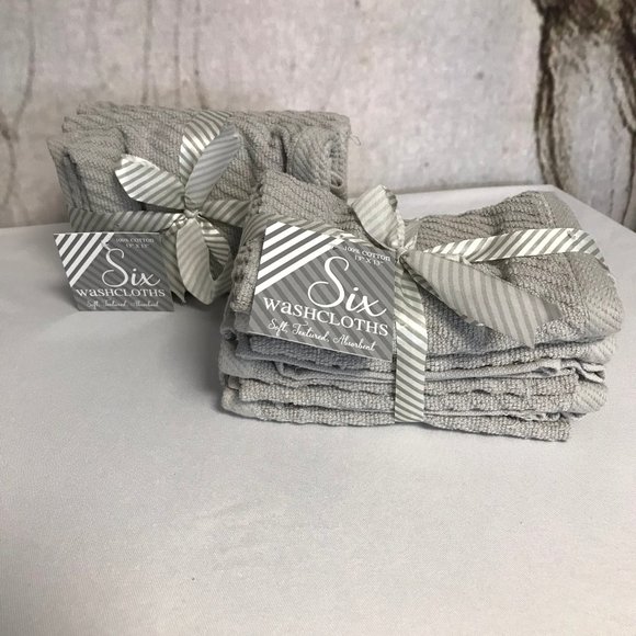 6 Washcloths Grey Gray NWT 2 sets - Picture 4 of 7